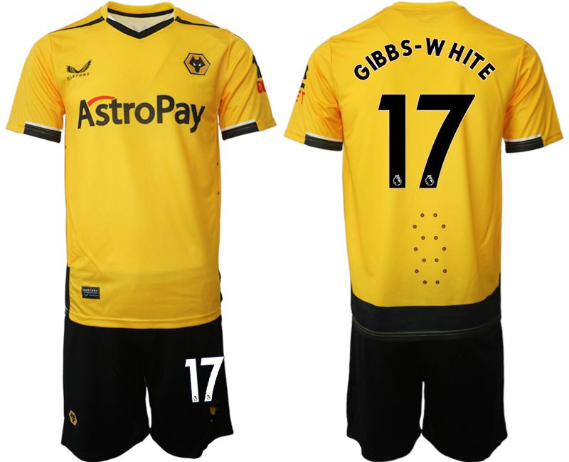 Men 2022-2023 Club Wolverhampton Wanderers home yellow 17 Soccer Jersey